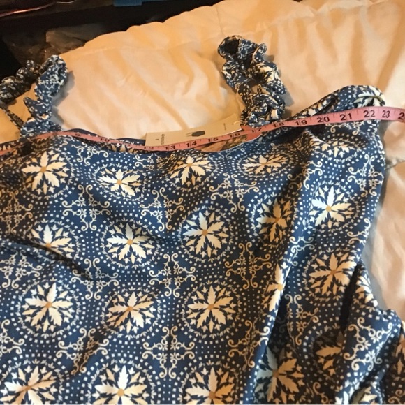 Aguabendita 3X plus size blue tile Ruffle sleeve one piece swimsuit NWT - Picture 4 of 7